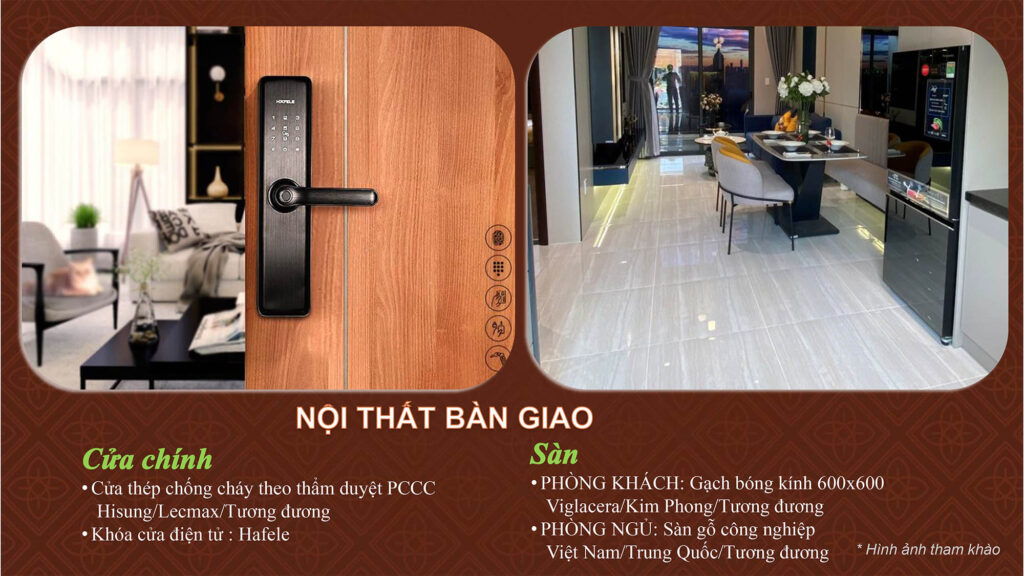 Không gian thiết kế bên trong phòng khách căn hộ Bcons Asahi